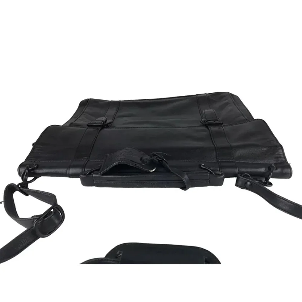 Mark Phillip Unisex Adults Black Full Grain Leather Briefcase Document Case Bag‎